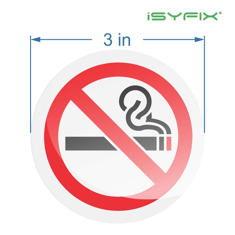 iSYFIX No Smoking Sign Sticker - 6 Pack 3x3 inch - for Home, Business, Office & Restaurants, Premium Self-Adhesive Vinyl, Laminated for Ultimate UV, Weather, Water, & Fade Resistance, Indoor/Outdoor - Image 2